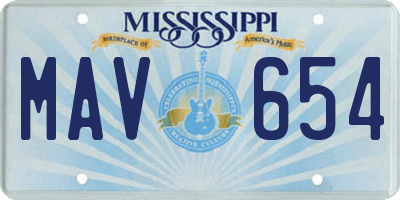 MS license plate MAV654