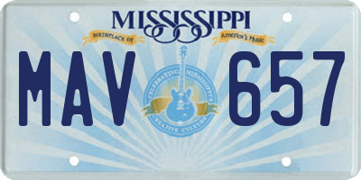 MS license plate MAV657