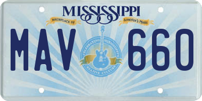 MS license plate MAV660