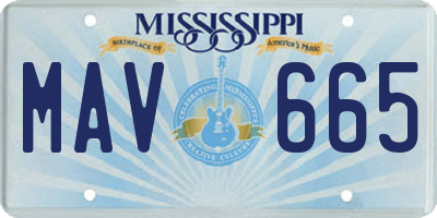 MS license plate MAV665