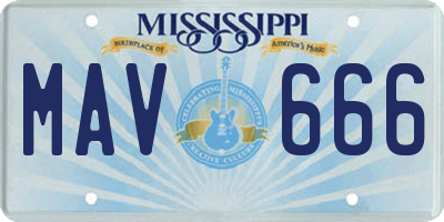 MS license plate MAV666