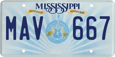 MS license plate MAV667