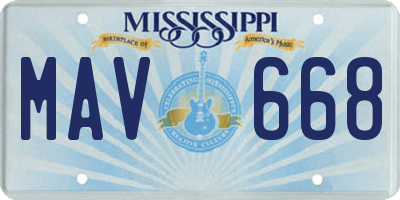 MS license plate MAV668
