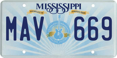 MS license plate MAV669