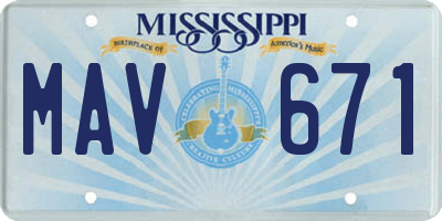 MS license plate MAV671