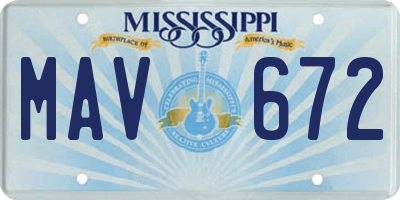 MS license plate MAV672