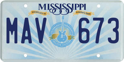 MS license plate MAV673