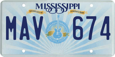 MS license plate MAV674