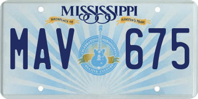 MS license plate MAV675