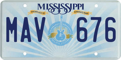 MS license plate MAV676