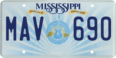 MS license plate MAV690