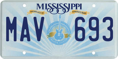 MS license plate MAV693
