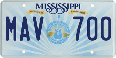 MS license plate MAV700