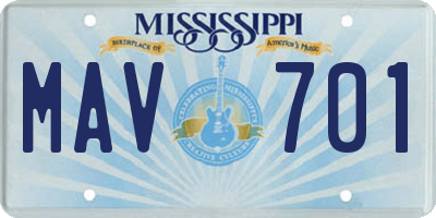 MS license plate MAV701