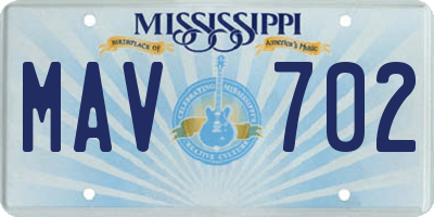MS license plate MAV702