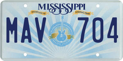 MS license plate MAV704