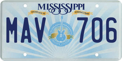 MS license plate MAV706