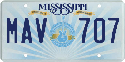 MS license plate MAV707
