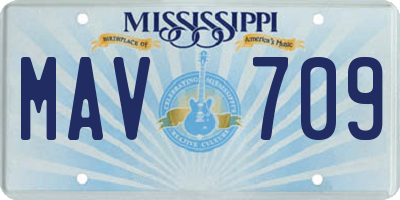 MS license plate MAV709