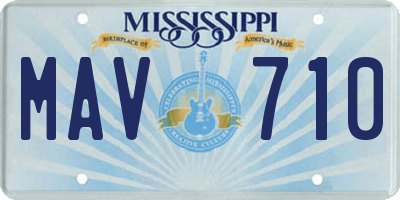 MS license plate MAV710