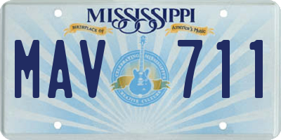 MS license plate MAV711