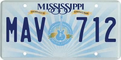 MS license plate MAV712
