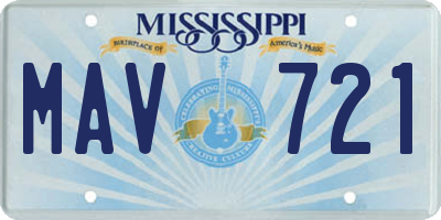 MS license plate MAV721