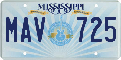 MS license plate MAV725