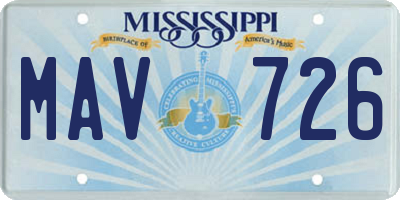 MS license plate MAV726