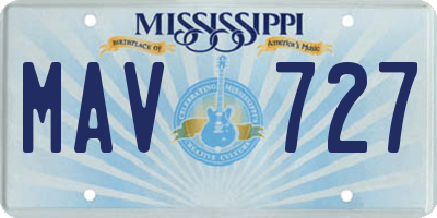 MS license plate MAV727