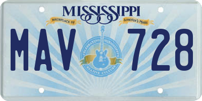 MS license plate MAV728