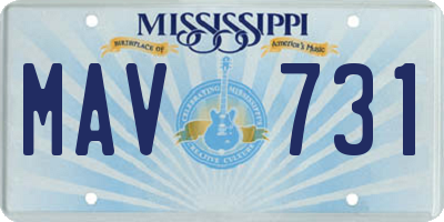 MS license plate MAV731