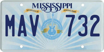 MS license plate MAV732