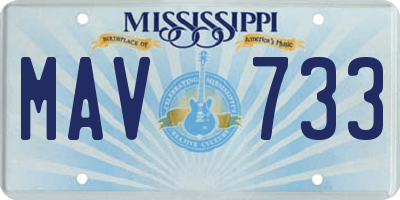 MS license plate MAV733