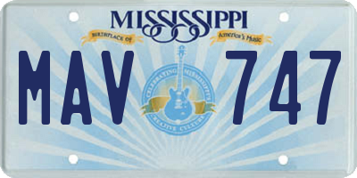 MS license plate MAV747