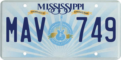 MS license plate MAV749