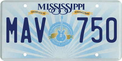 MS license plate MAV750