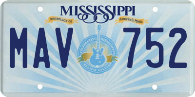 MS license plate MAV752