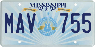 MS license plate MAV755