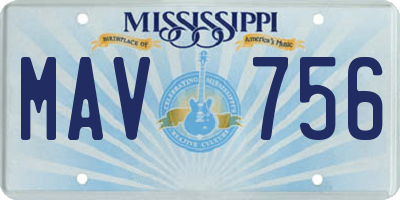 MS license plate MAV756