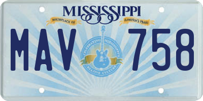 MS license plate MAV758