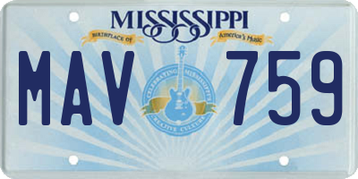 MS license plate MAV759