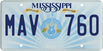 MS license plate MAV760