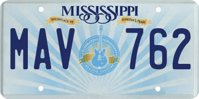 MS license plate MAV762