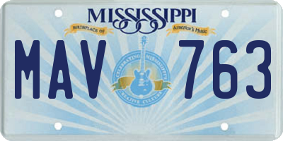 MS license plate MAV763