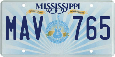 MS license plate MAV765