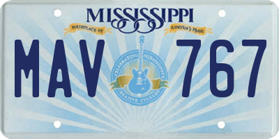 MS license plate MAV767