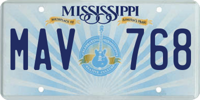 MS license plate MAV768