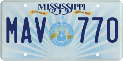 MS license plate MAV770