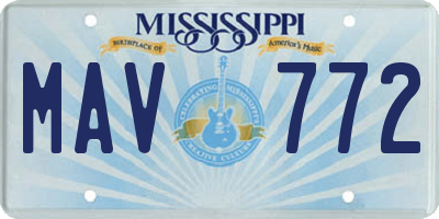 MS license plate MAV772